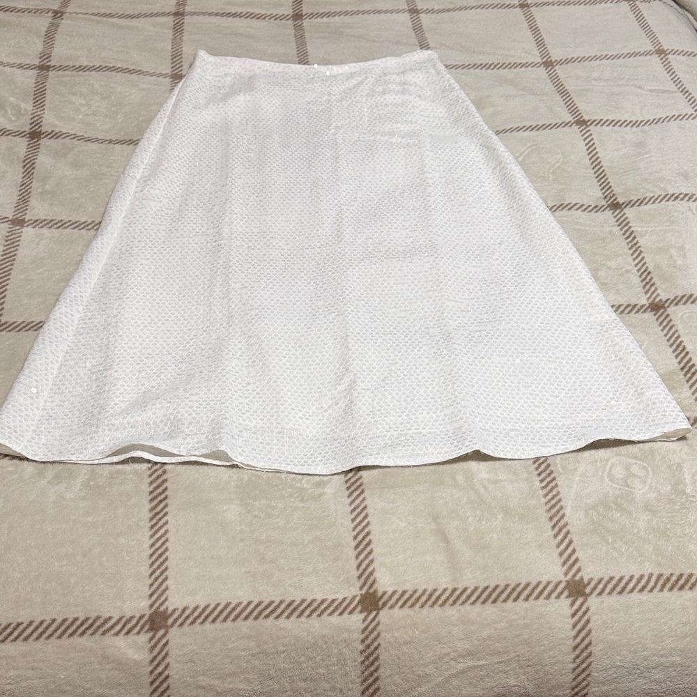 LOFT White Textured A-Line Skirt